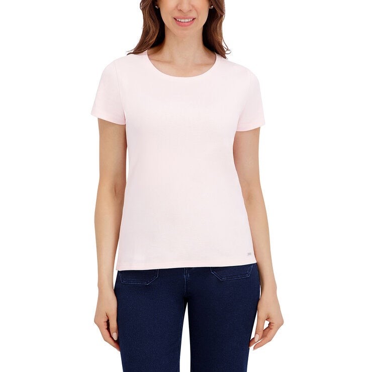 DKNY Women's Tee, Size M, 100% Organic Cotton, Light Pink (RQU). Buyers No