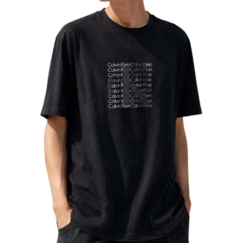 CALVIN KLEIN Men's CK Puff Box Graphic Tee, Size S, 100% Cotton, Black (001