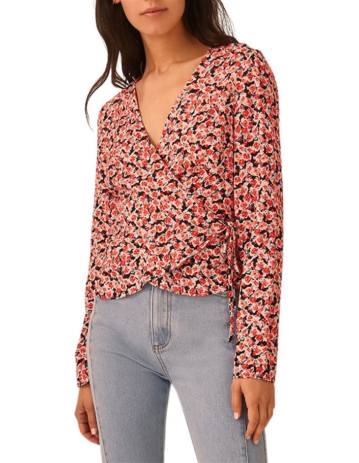 THE FIFTH LABEL Fresco Long Sleeve Top. Size XS, Colour: Black. Rosette. 10