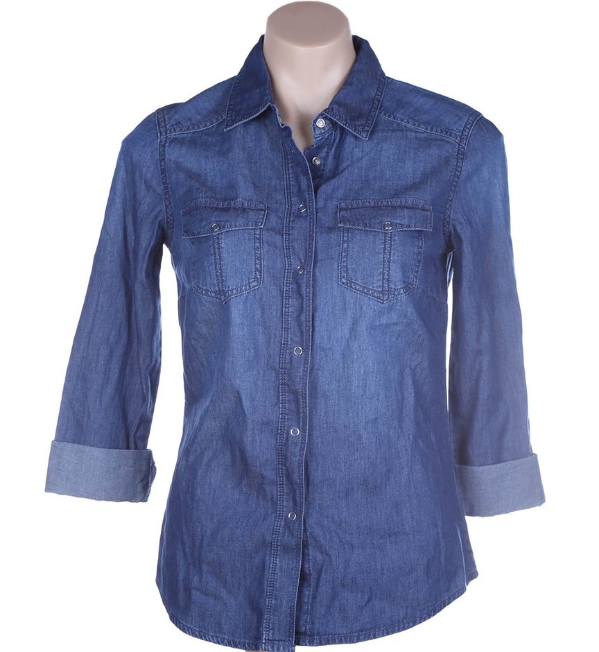 RE:DENIM Women's Denim Shirt. Size 10, Medium Blue. RRP: $74.95. Buyers No