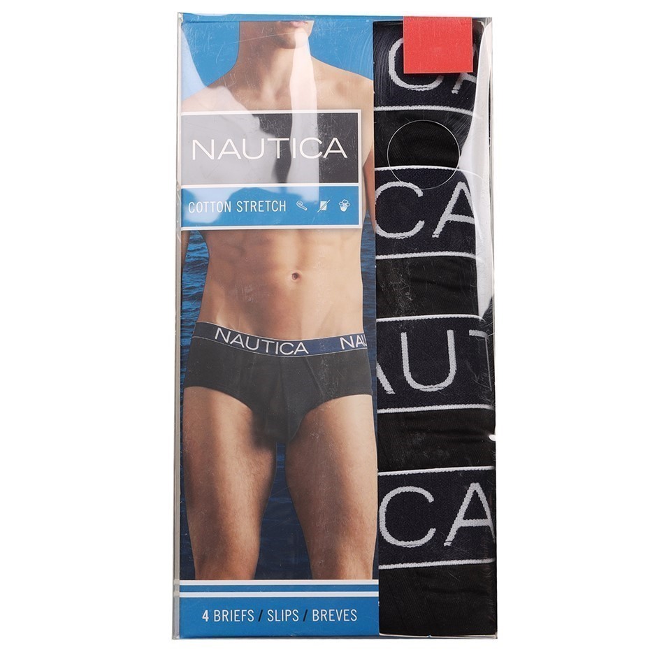 2 x NAUTICA Men's 4pk Cotton Stretch Briefs, Size M (32-34), 95% Cotton, Bl