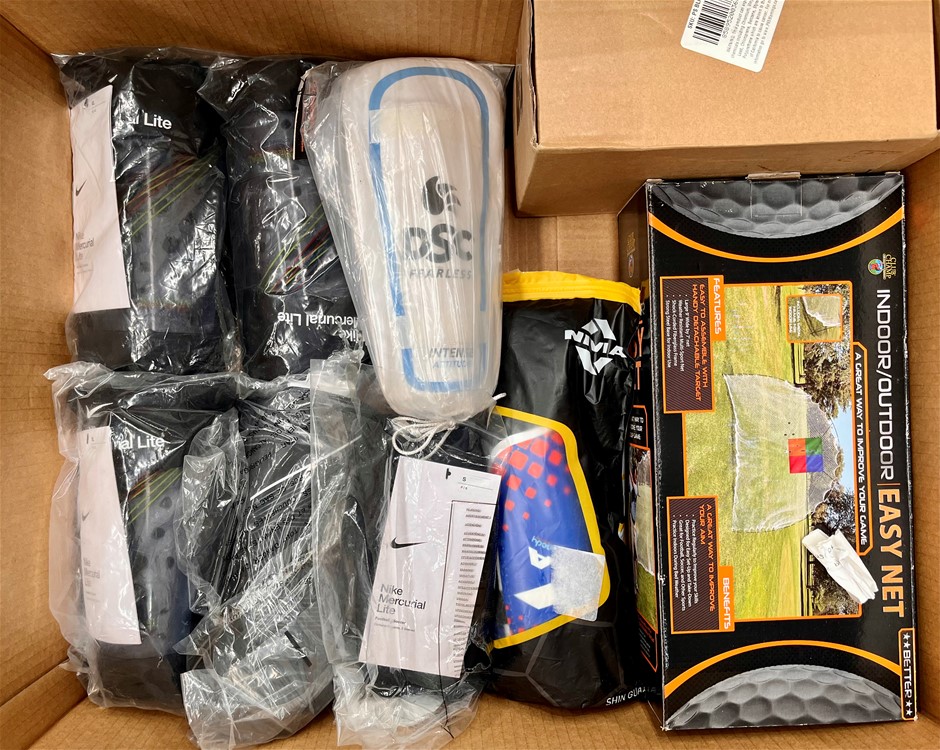 Assorted Sports Products Including NIKE, NIVIA, DSC & More. NB: Sold as sho