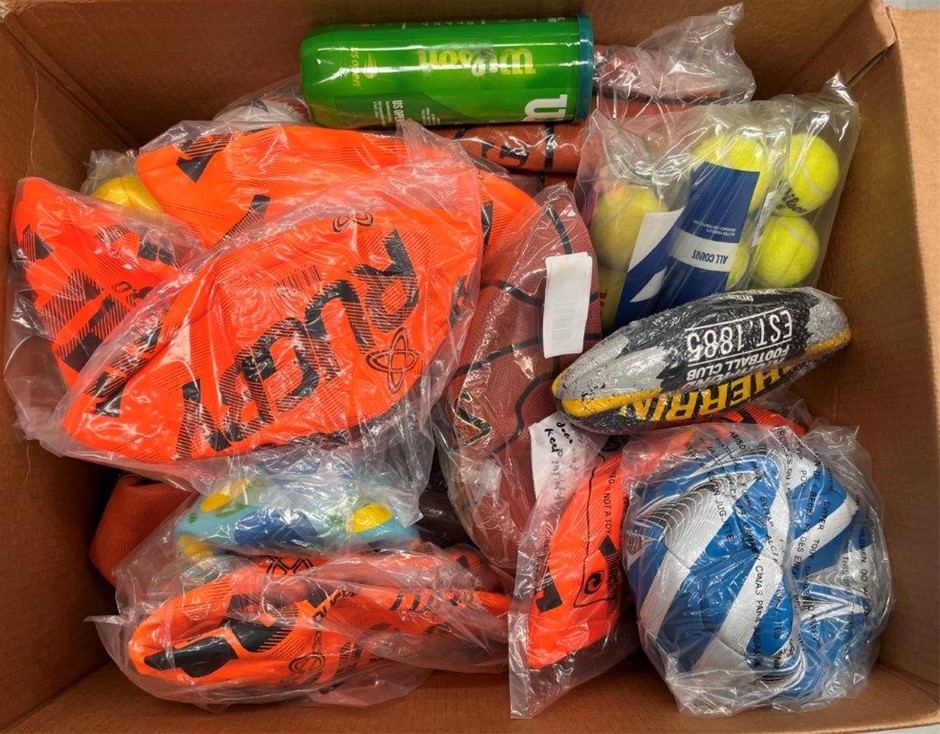 Assorted Sport Balls Including WILSON, SPALDING, SHERRIN & More. NB: Sold a