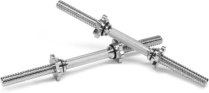 Yes4All Pair of Threaded Dumbbell Handles 14/16/18/24 inch, Chrome/Rubber G