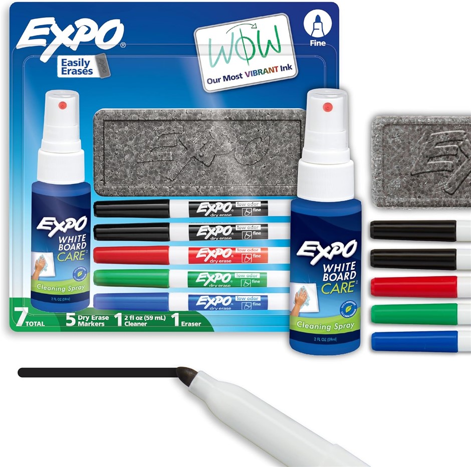 Expo Dry Erase Whiteboard Marker Fine Tip Starter Set (Pack of 6)
