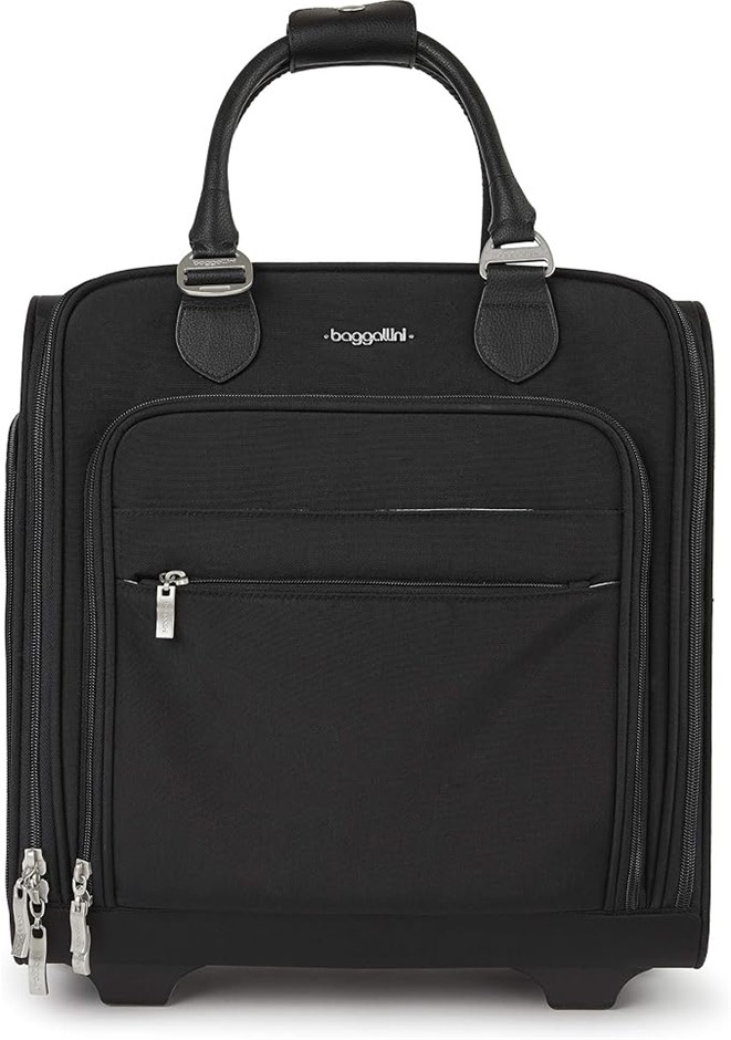 BAGGALLINI 2 Wheel Under Seater, 36.83 x 21.59 x 38.1 cm, Black.