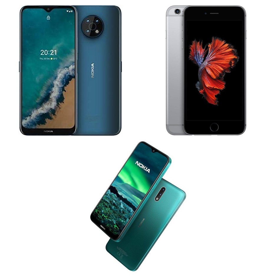 3 x Assorted Mobile Phones, RRP: -$818, Incl: 1 x Nokia G50 5G 64GB (Ocean