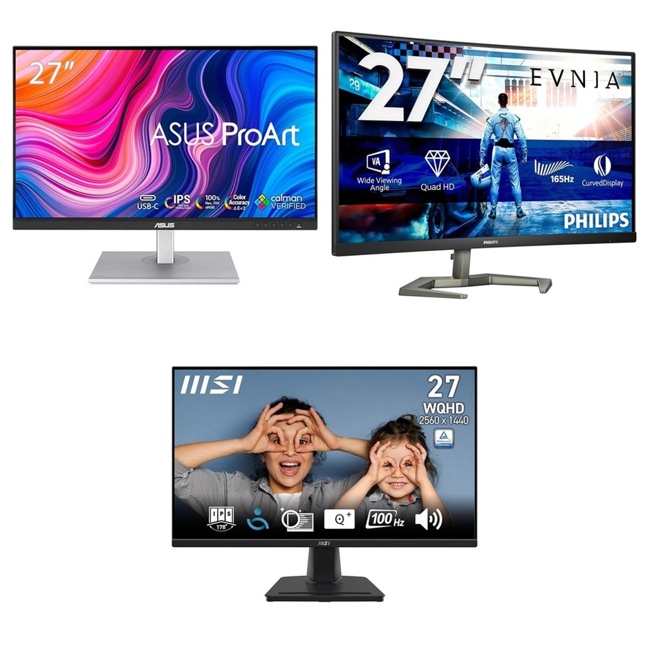 3 x Gaming Monitors. 1 x ASUS ProArt Display PA278CV 27-inch WQHD 2560 x 14