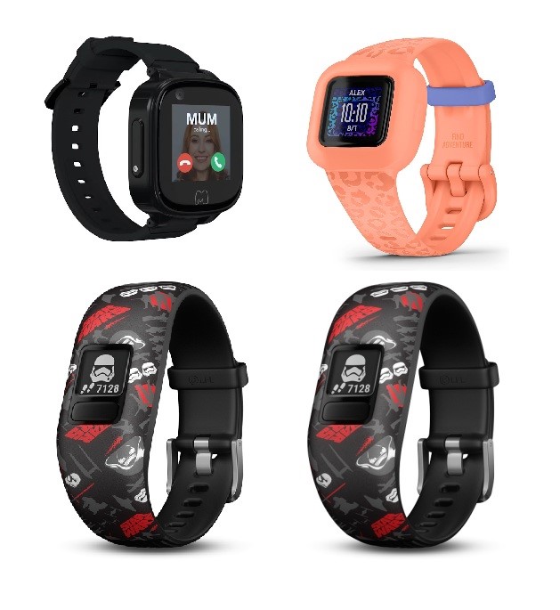 4 x Kids Smartwatch. 1 x MOOCHIES Connect 4G Smartwatch. 1 x GARMIN Vivofit