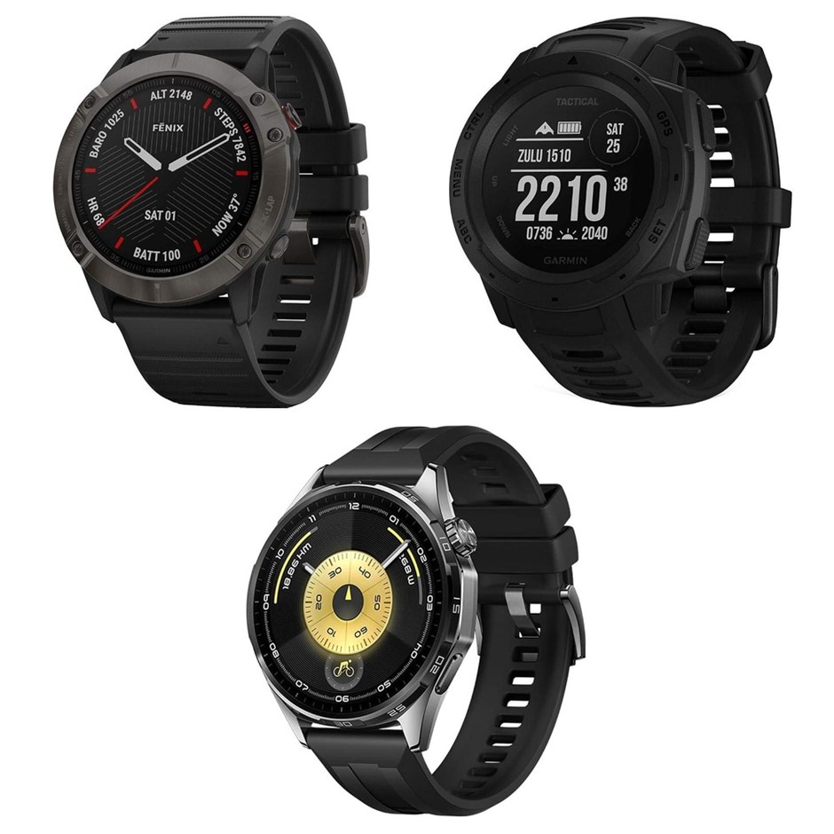 3 x Smartwatches. Total RRP $1700. 1 x GARMIN Fenix 6X Sapphire Carbon Grey