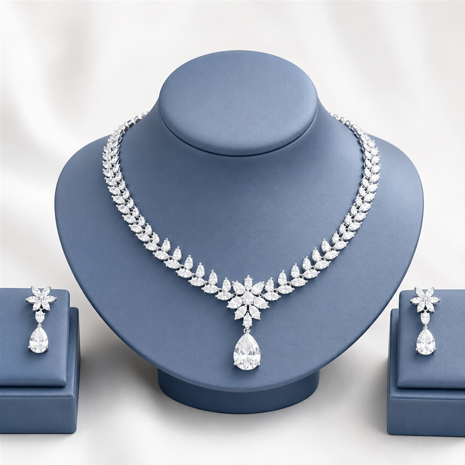 Dazzling Tear Drop AAA+ Cubic Zirconia Jewellery Set