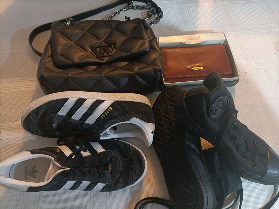 Bag , Adidas Converse Shoes US 4 , and Wallet . others