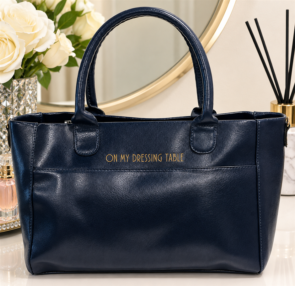 On my Dressing Table, Audrey Hepburn Handbag, Navy Blue.