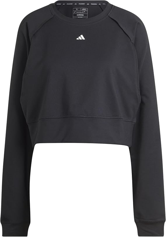 adidas Performance Power Aeroready Women's Cover-Up Cropped Sweatshirt, Bla