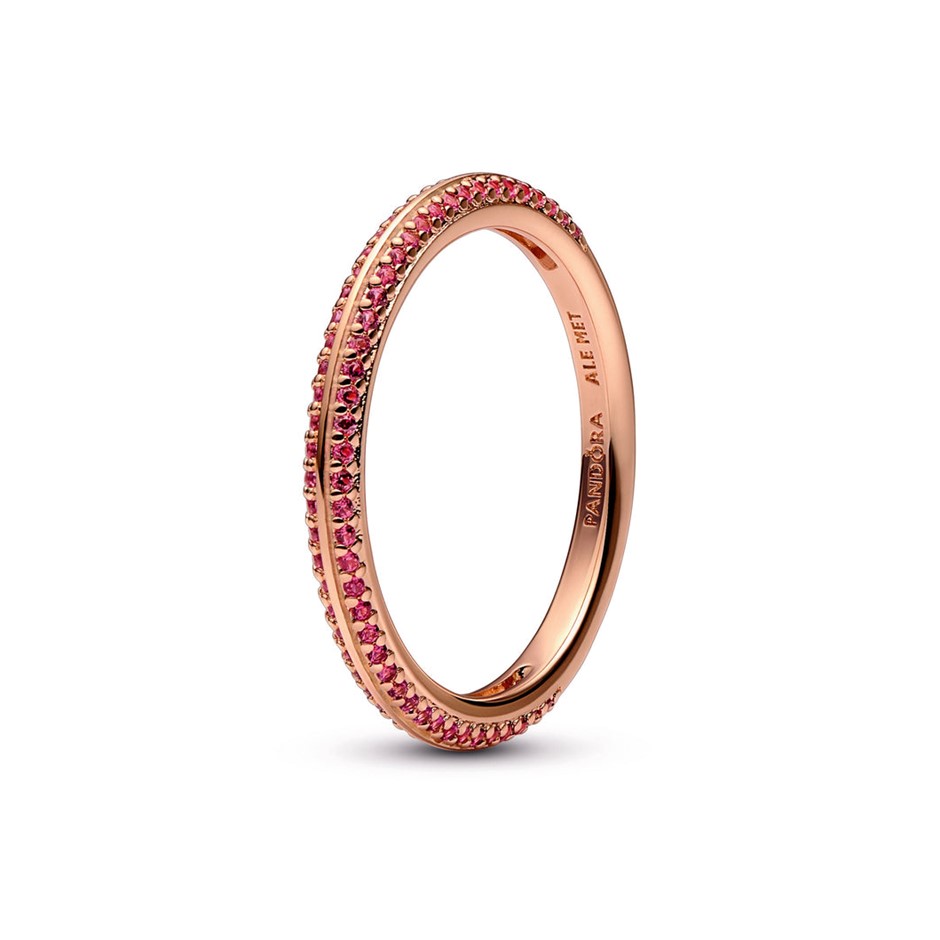 14k Rose gold-plated ring with synthetic ruby Size 54