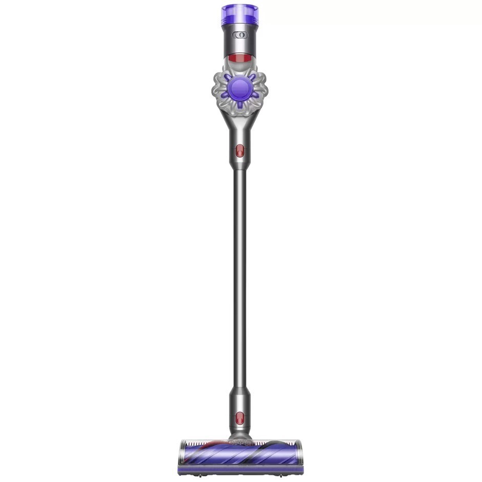 DYSON V8 Stick Vacuum, Silver/Nickel, Model 394437-01. NB: Minor use, not i