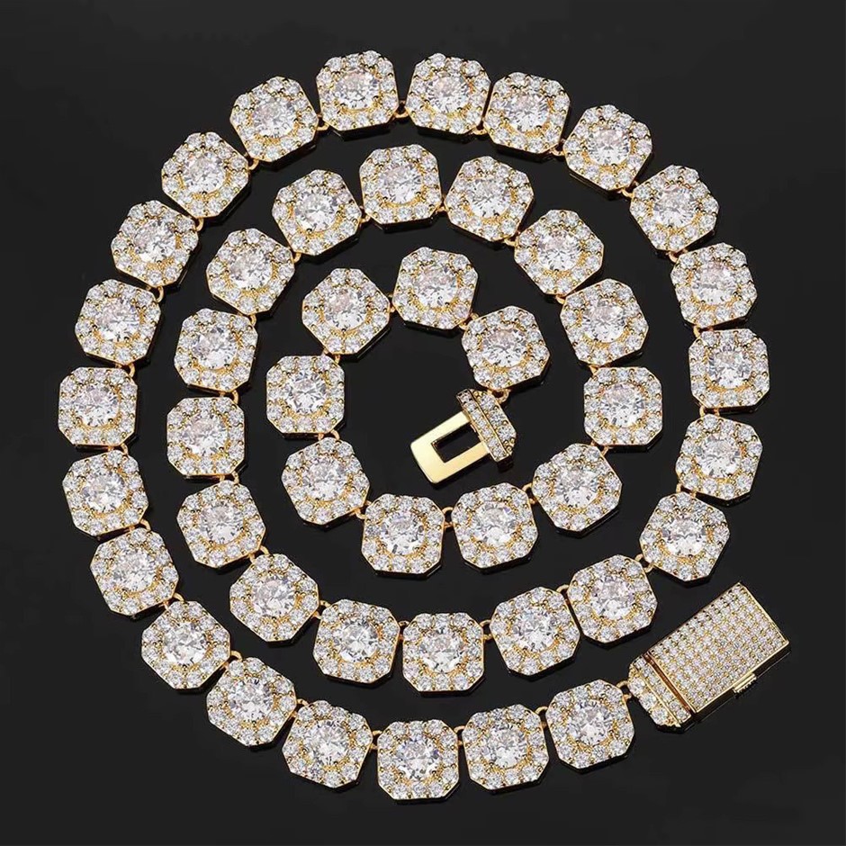 18K Gold-Filled Clustered Necklace AAA Cubic Zirconias, 10MM Wide-60.9cm