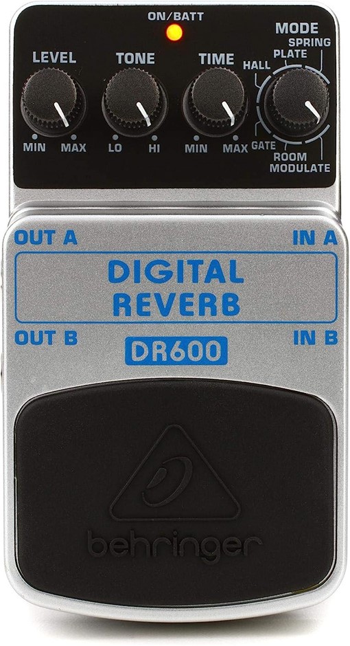 BEHRINGER DIGITAL REVERB DR600 Digital Stereo Reverb Effects Pedal, Silver.