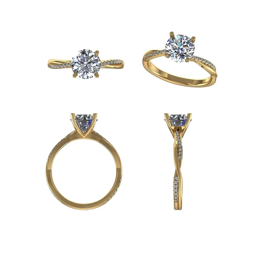 18k Yellow Gold 1.00 ct Lab Diamond Engagement Ring