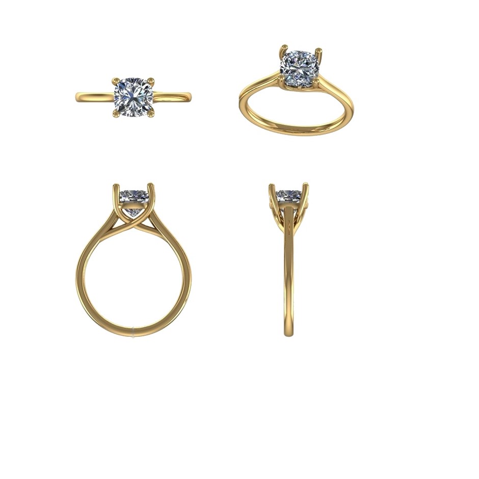 18k Yellow Gold 1.00 ct Lab Diamond Engagement Ring