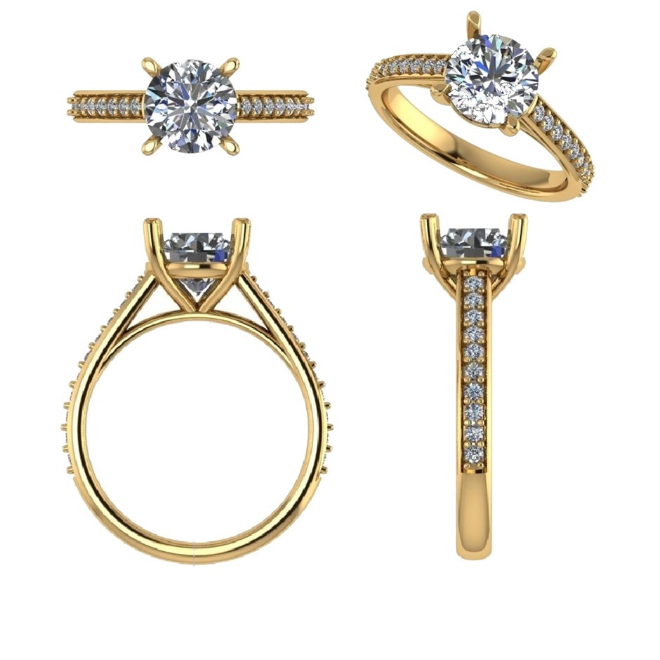 18k Yellow Gold 1.00 ct Lab Diamond Engagement Ring
