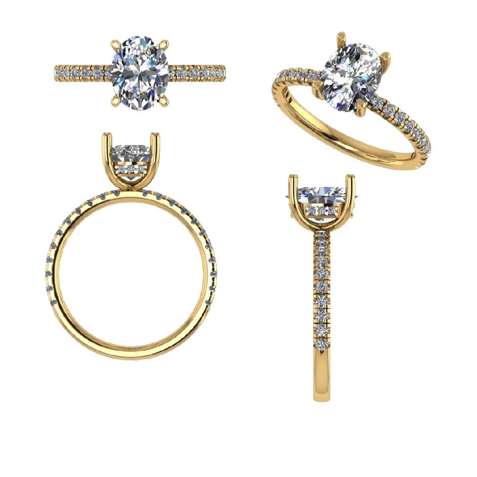 18k Yellow Gold 1.00 ct Lab Diamond Engagement Ring