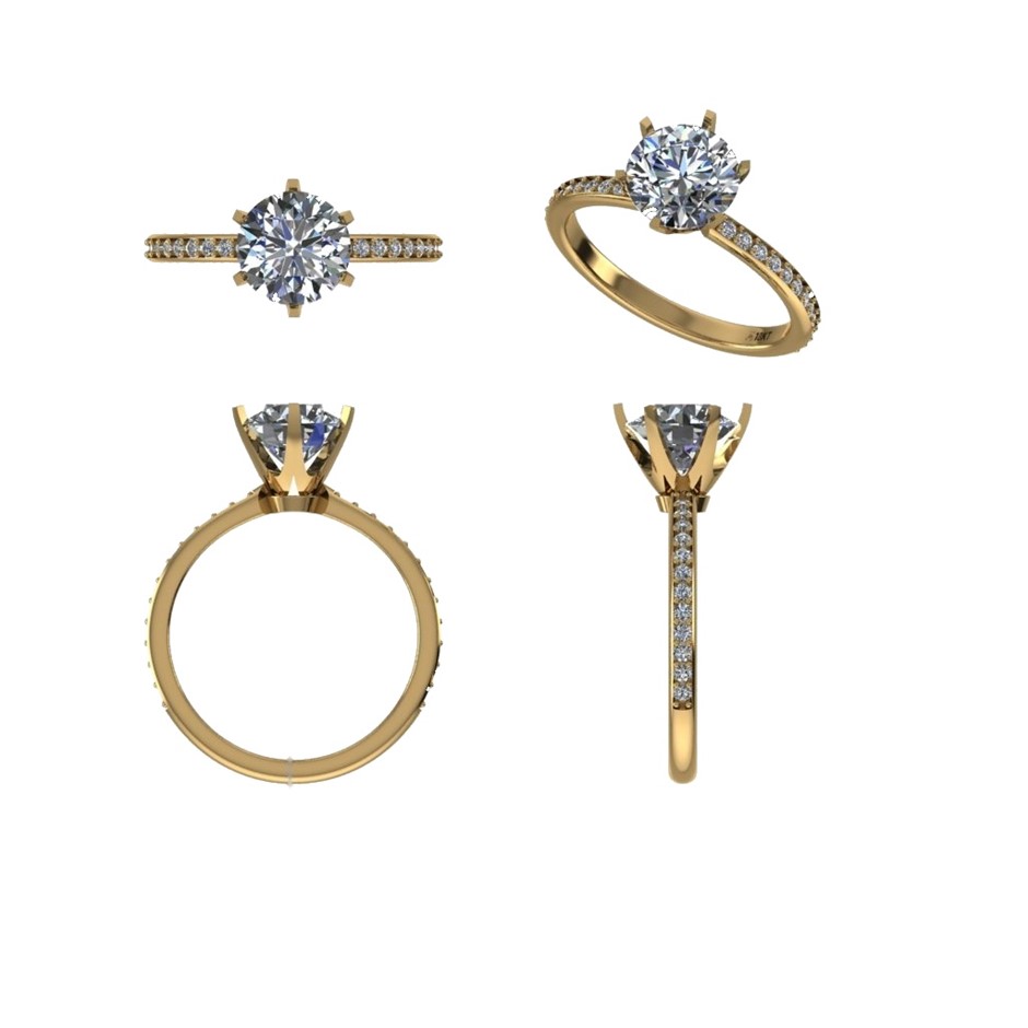 18k Yellow Gold 1.00 ct Lab Diamond Engagement Ring
