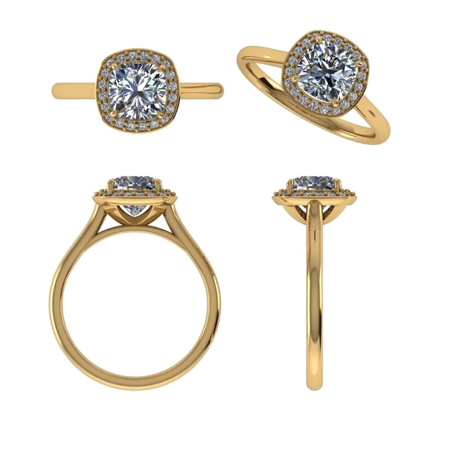 18k Yellow Gold 1.00 ct Lab Diamond Engagement Ring