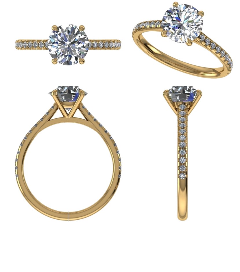 18k Yellow Gold 1.00 ct Lab Diamond Engagement Ring