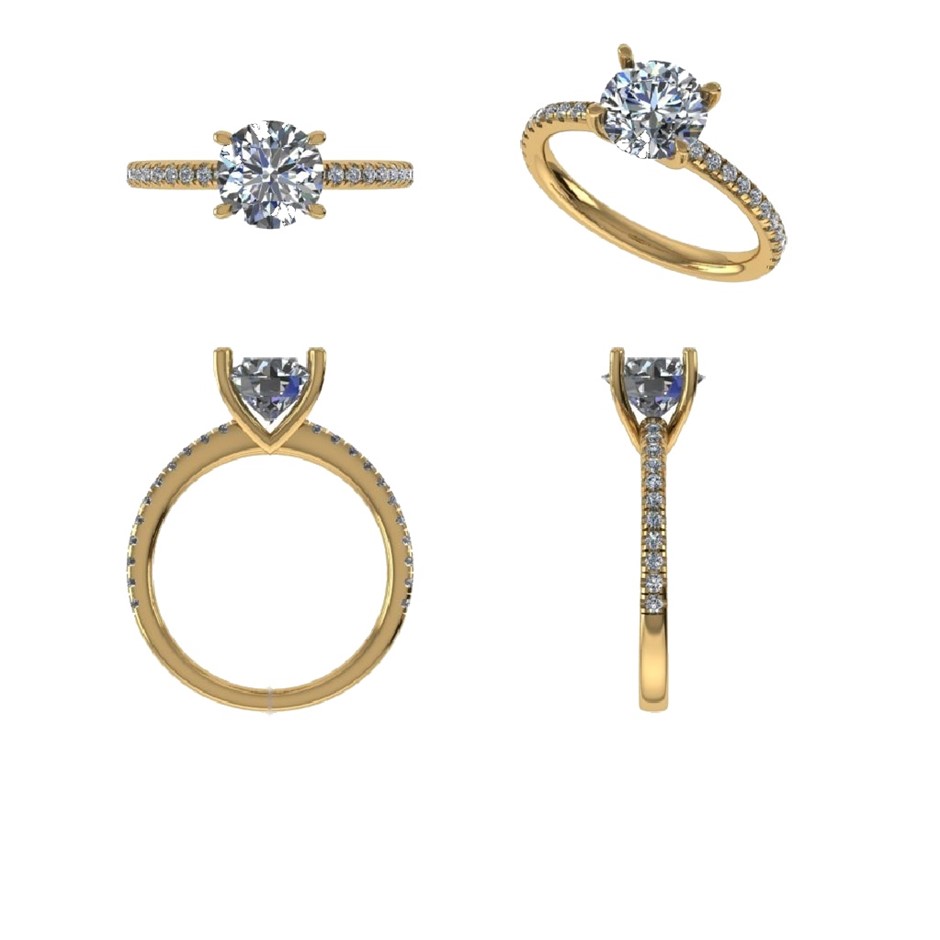 18k Yellow Gold 1.00 ct Lab Diamond Engagement Ring
