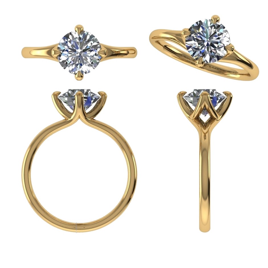 18k Yellow Gold 1.00 ct Lab Diamond Engagement Ring