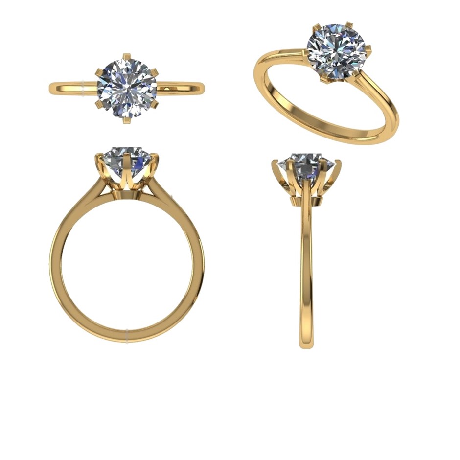 18k Yellow Gold 1.00 ct Lab Diamond Engagement Ring