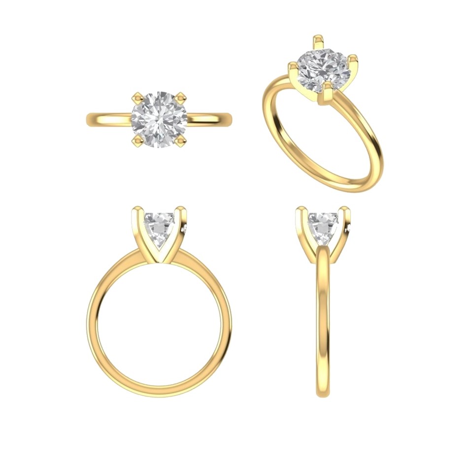 18k Yellow Gold 1.00 ct Lab Diamond Engagement Ring