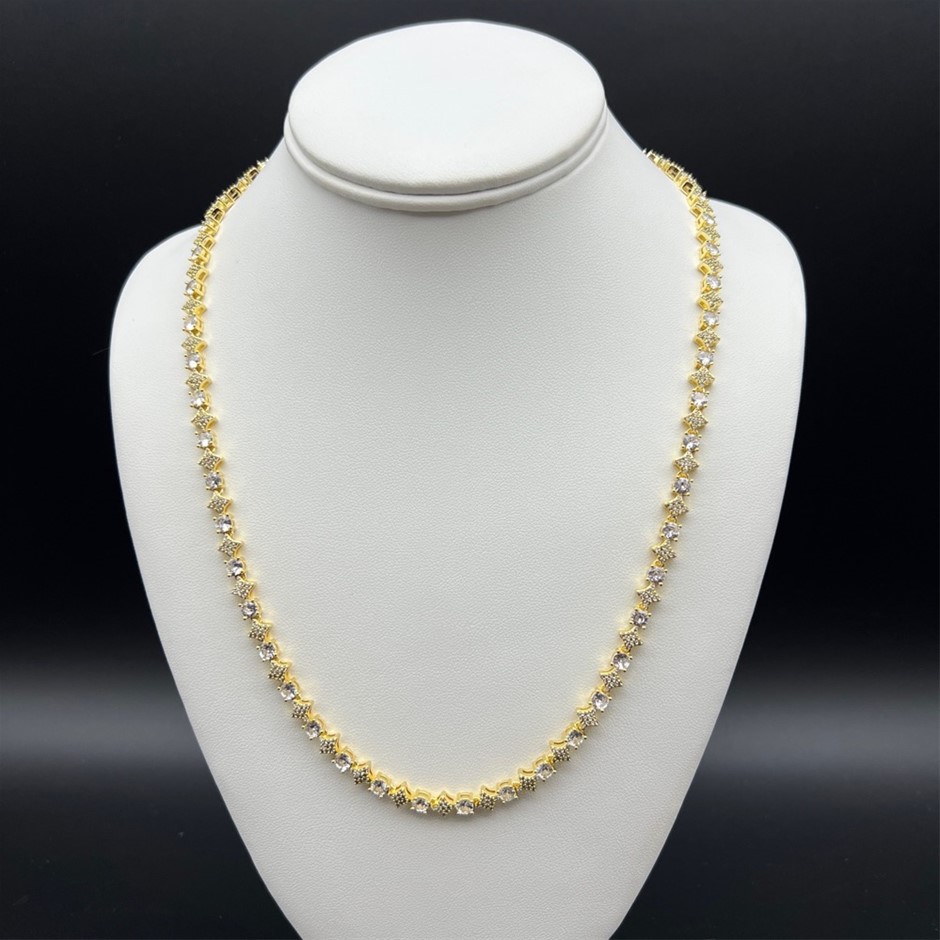 18K Gold-Filled 6mm Tennis Star Necklace with AAA Cubic Zirconias - 60.9cm