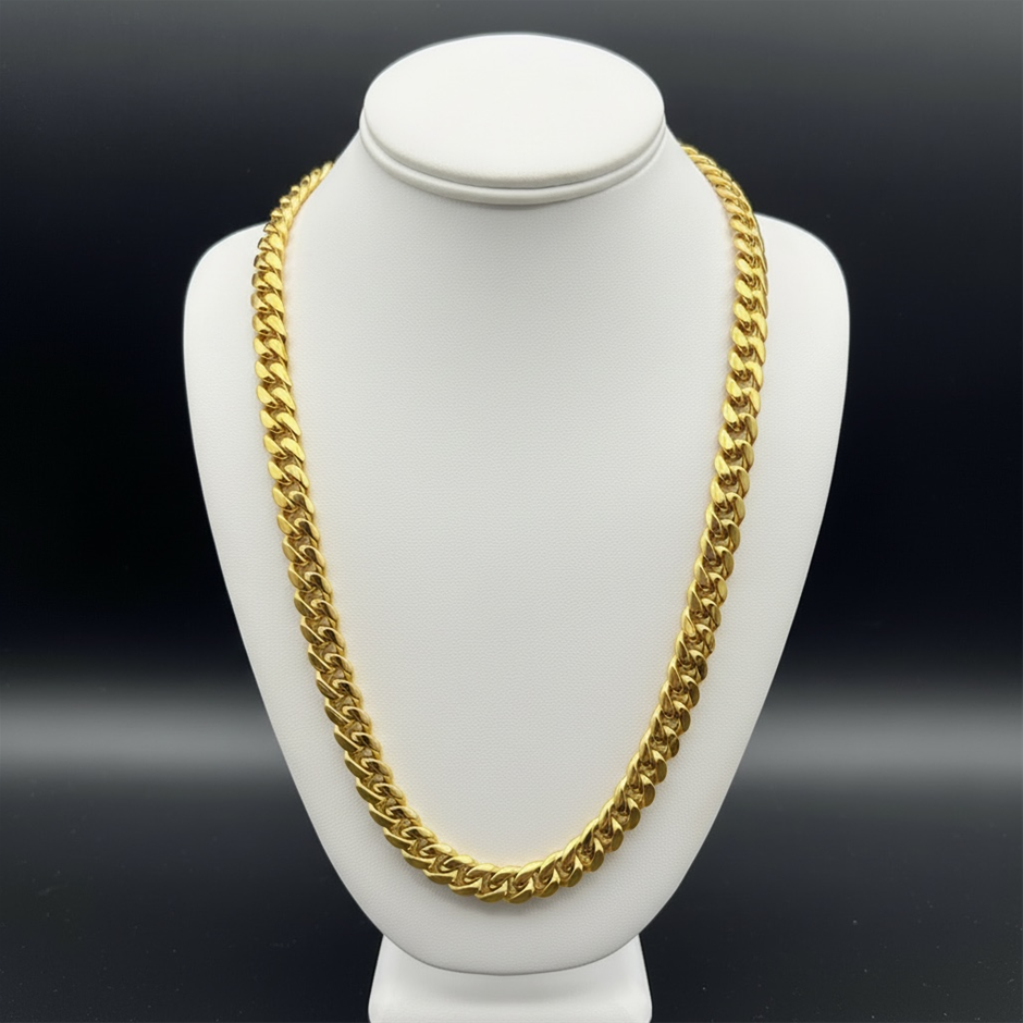 18K Gold-Filled Cuban Curb Chain Necklace, 10MM Wide - 60.9cm
