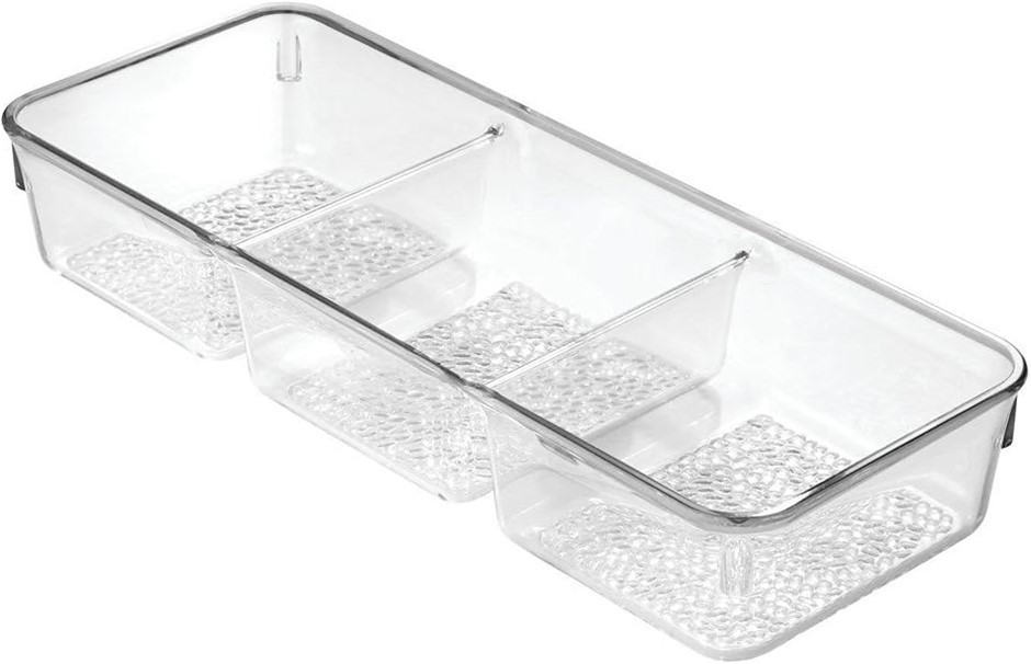 2 x INTERDESIGN Rain Clear Cosmetic Organiser Trays, 3 Compartments (13.3 x