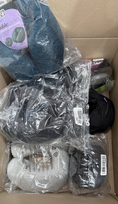 Assorted Box of Travel Pillows. NB: Items may not be in original packaging