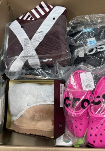 Assorted Box of Apparel, Shoes and more. NB: Items may not be in original