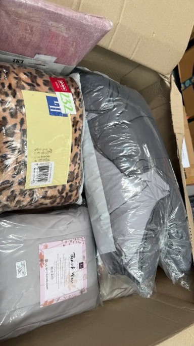 Assorted Box pf Blankets/Linen etc. NB: Items may not be in original packag