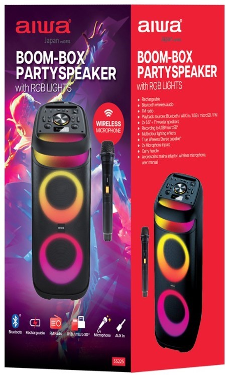 AIWA Boom-box Party Speaker with RGB Lights