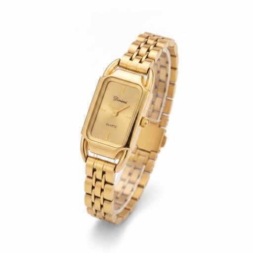 Luxury Gold-Tone Women's Quartz Watch – Elegant Rectangular Dial