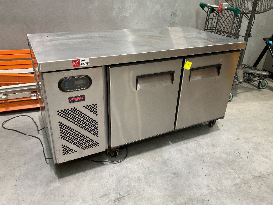 Two Door Stainless Steel Underbench Refrigerator