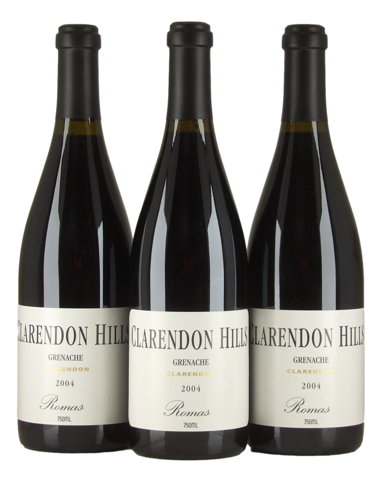 Clarendon Hills Romas Grenache 2004 (3x 750mL), SA.
