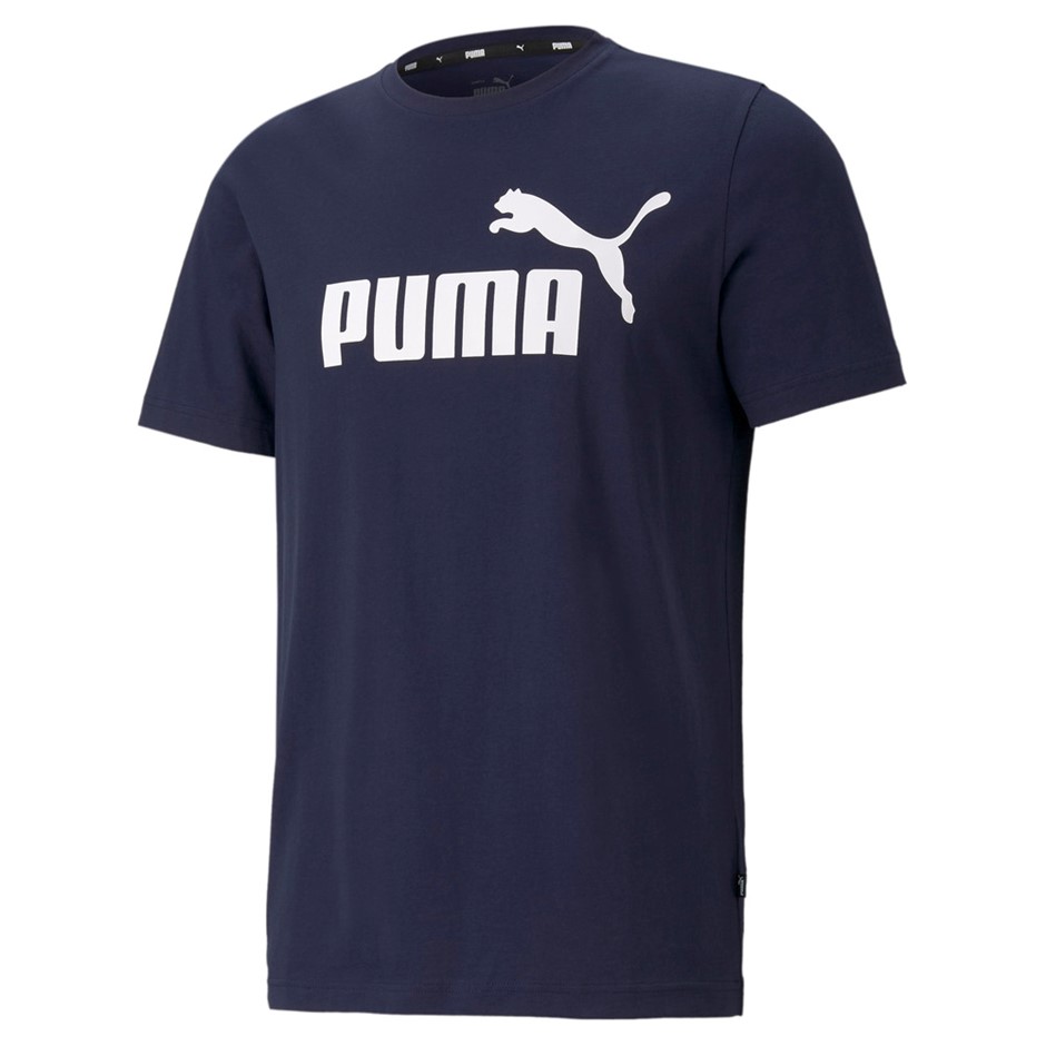 PUMA Men's Essential Logo Tee, Size M, Cotton/Polyester, Peacoat (06). Buy