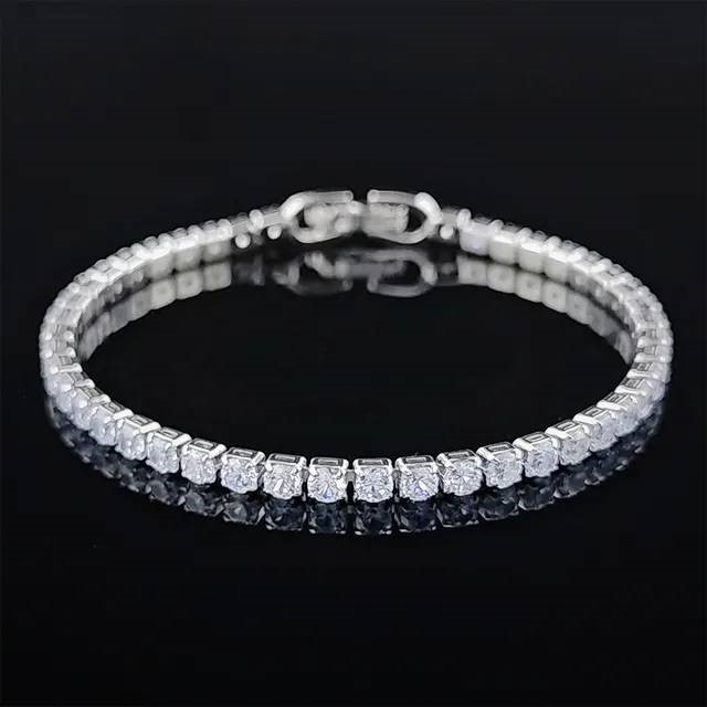 Designer Simulated Diamond Tennis Bracelet in Silver