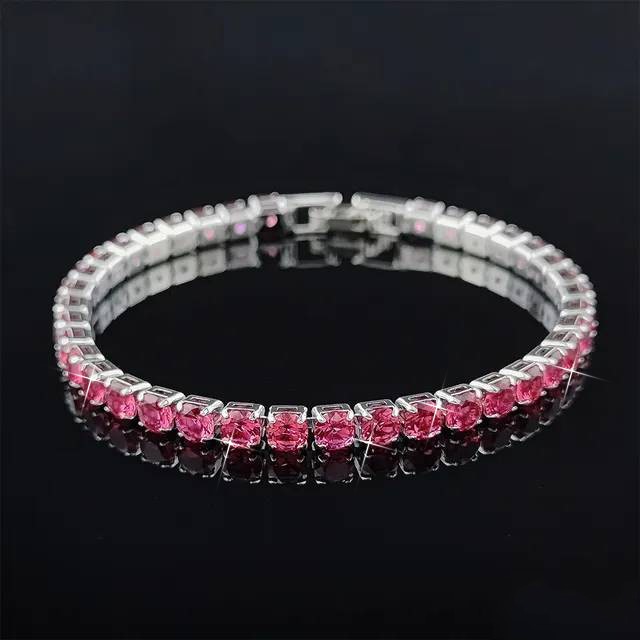 Designer Simulated Diamond Red Tennis Bracelet in Silver