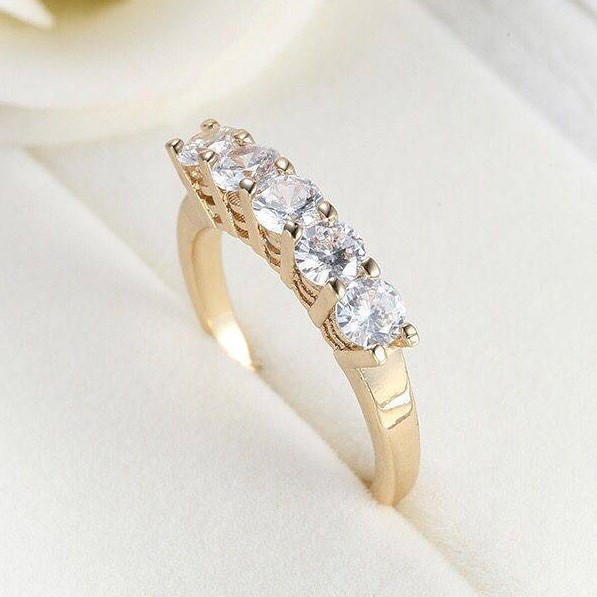 Designer Simulated Diamond Band Ring in Gold - US Size 7