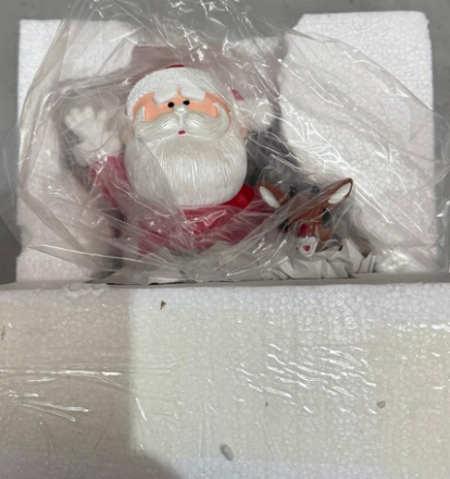 Santa Statue with Reindeer Figurine