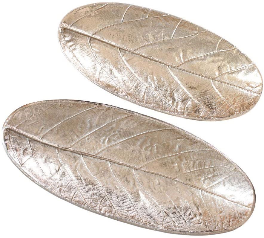 J.ELLIOT Oval Leaf Decorative Plate Set 2 Pieces, 50.0 L X 43.0 H X 35.0 W