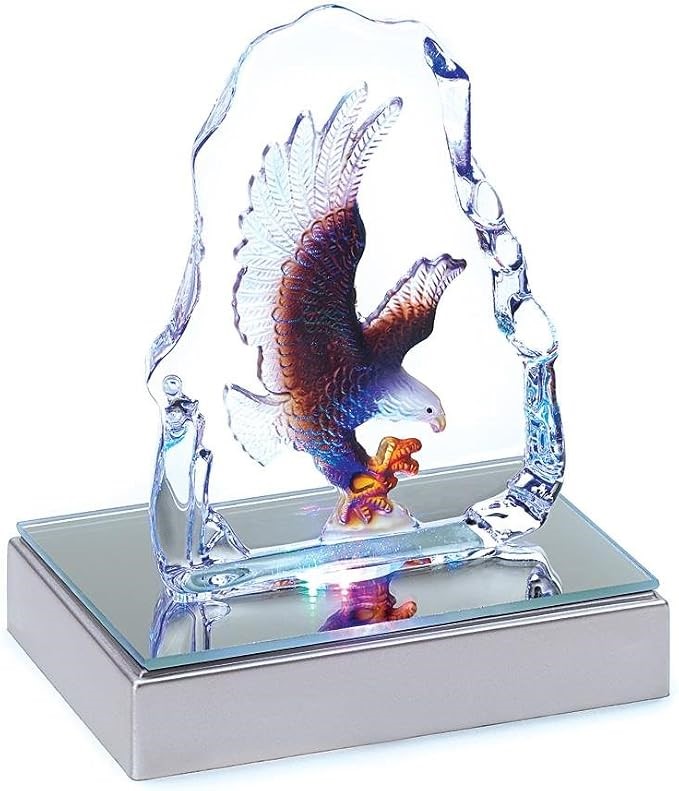 4 x GIFTS & DECOR Bald Eagle Crystal Figurine Sculpture with LED Light.